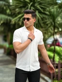 Fitilli Fit Gömlek - Beyaz thumbnail 2