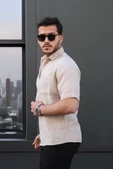 Müslin Kumaş Tek Cepli Gömlek- Açık Bej - 3