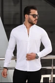 Likralı Regular Fit Nefes Alabilir Klasik Erkek Oxford Gömlek - Beyaz - 3