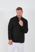 Likralı Regular Fit Nefes Alabilir Klasik Erkek Oxford Gömlek - Siyah - 6