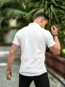 Fitilli Fit Gömlek - Beyaz thumbnail 3