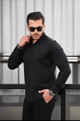Likralı Regular Fit Nefes Alabilir Klasik Erkek Oxford Gömlek - Siyah - 1