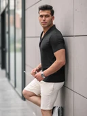 Smokin Yaka Gömlek - Siyah thumbnail 4