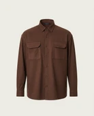 Çift Cepli İnce Fitilli Erkek Kadife Gömlek - Kahve thumbnail 1
