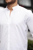 Hakim Yaka Oxford Kumaş Uzun Kol Gömlek - Beyaz thumbnail 2
