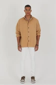 Bej Erkek Gabardin Oversize Gömlek - 1