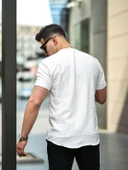 V Yaka Cep Detaylı Fit Gömlek - Beyaz thumbnail 3