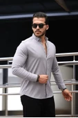 Likralı Regular Fit Nefes Alabilir Klasik Erkek Oxford Gömlek -Taş - 1