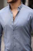 Likralı Regular Fit Nefes Alabilir Klasik Erkek Oxford Gömlek - Füme - 2