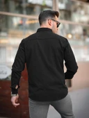 Krinkıl Pamuklu Keten Gömlek - Siyah thumbnail 4