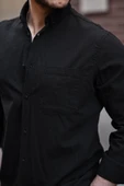 Flam Keten Tek Cepli Gömlek - Siyah thumbnail 2