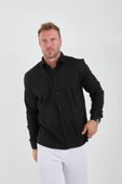 Likralı Regular Fit Nefes Alabilir Klasik Erkek Oxford Gömlek - Siyah - 7