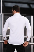 Likralı Regular Fit Nefes Alabilir Klasik Erkek Oxford Gömlek - Beyaz - 8