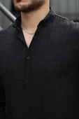 Bien Pamuk Keten Erkek Gömlek - Siyah thumbnail 2
