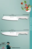 Sürmene Serisi Mutfak Şef Bıçak Seti Et Ekmek Sebze Salata Şef Bıçağı 2 Li Set Beyaz ( Mft-011 ) - 2
