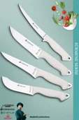 Sürmene Serisi Mutfak Bıçak Seti Et Ekmek Sebze Salata Fileto Bıçağı 4 Lü Set Beyaz Mft-024 - 1