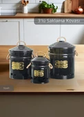 Patates Soğan Sarımsak Kovası 3'Lü Sebzelik Paslanmaz Organizer Patates Soğan Sepeti Siyah - 1