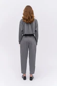 Beli Yazı Detaylı Jogger Pantolon Gri - 7