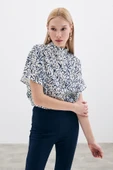 Yarasa Kol Desenli Bluz - Lacivert - 9