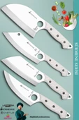 Sürmene Serisi Mutfak Kamp Şef Bıçak Seti Et Ekmek Sebze Kamp Şef Bıçağı Beyaz 4 Lü Set Mft-039 - 1