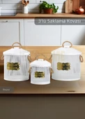 Patates Soğan Sarımsak Kovası 3'Lü Sebzelik Paslanmaz Organizer Patates Soğan Sepeti Beyaz - 1