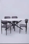 Çapraz Polo Demir High Gloss Yemek Masa Sandalye Takımı 90x160 thumbnail 2