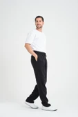Hafif ve Rahat Müslin Baggy Erkek Pantolon - Siyah - 5