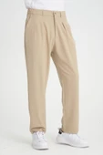 Premium Pileli Baggy Kalıp Pantolon - Bej - 3