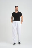 Hafif ve Rahat Müslin Baggy Erkek Pantolon - Beyaz - 3
