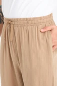 Hafif ve Rahat Müslin Baggy Erkek Pantolon - Tiramisu - 2