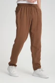 Aerobin Kumaş Baggy Kalıp Pantolon - Kahve - 3