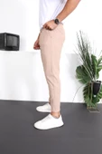 Premium Dokulu Duble Paça Fit Pantolon - Bej - 5