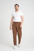 Aerobin Kumaş Baggy Kalıp Pantolon - Kahve - 4