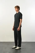 Premium Gölge Dokulu Polo Yaka Erkek T-Shirt - Petrol - 4
