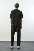 Soft Touch Kumaş Baggy Kalıp Lastikli Erkek Pantolon - Siyah - 4