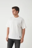 Panel Detaylı Basic Oversize Erkek T-Shirt - Ekru - 7