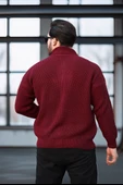 Oversize Selanik Örme Fermuarlı Erkek Hırka- Bordo - 6