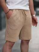 Gofret Desen Şort - Bej thumbnail 3