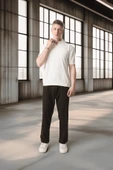 Polo Yaka Basic Düğmeli Triko Erkek T-Shirt - Ekru - 3
