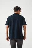 Havlu Kumaş Polo Yaka Erkek T-Shirt - Lacivert - 4