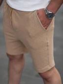 Gofret Desen Şort - Bej thumbnail 4