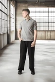 Örme Desenli Viskon Polo Yaka Triko Erkek T-Shirt - Gri - 6