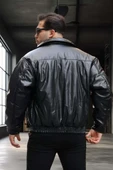 Oversize Premium Deri Ceket/Mont - Siyah thumbnail 6