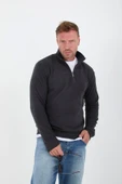 Selanik Örme Yarım Fermuar Erkek Sweatshirt - Antrasit - 1