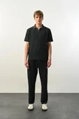 Premium Gölge Dokulu Polo Yaka Erkek T-Shirt - Petrol - 3