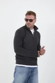Selanik Örme Yarım Fermuar Erkek Sweatshirt - Antrasit - 5