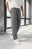 Hafif ve Nefes Alabilir Pamuklu Rahat Kalıp Baggy Erkek Pantolon - Füme - 6