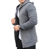 Füme Erkek Düz Panço Hırka - 6