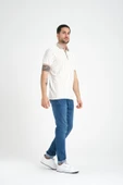 Premium Dik Çizgili Polo Yaka T-Shirt - Bej - 4