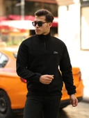 Premium Yarım Ferrmuar Polar Sweatshirt - Siyah - 1